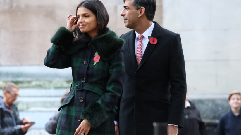 Rishi Sunak and his wife Akshata Murty are worth more than £650m, the Sunday Times Rich List has revealed. Photo: PA