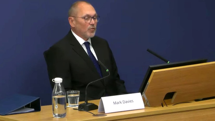 Screen grab taken from the Post Office Horizon IT Inquiry of Mark Davies giving evidence to the inquiry at Aldwych House, central London, as part of phases five and six of the probe, which is looking at governance, redress and how the Post Office and others responded to the scandal.