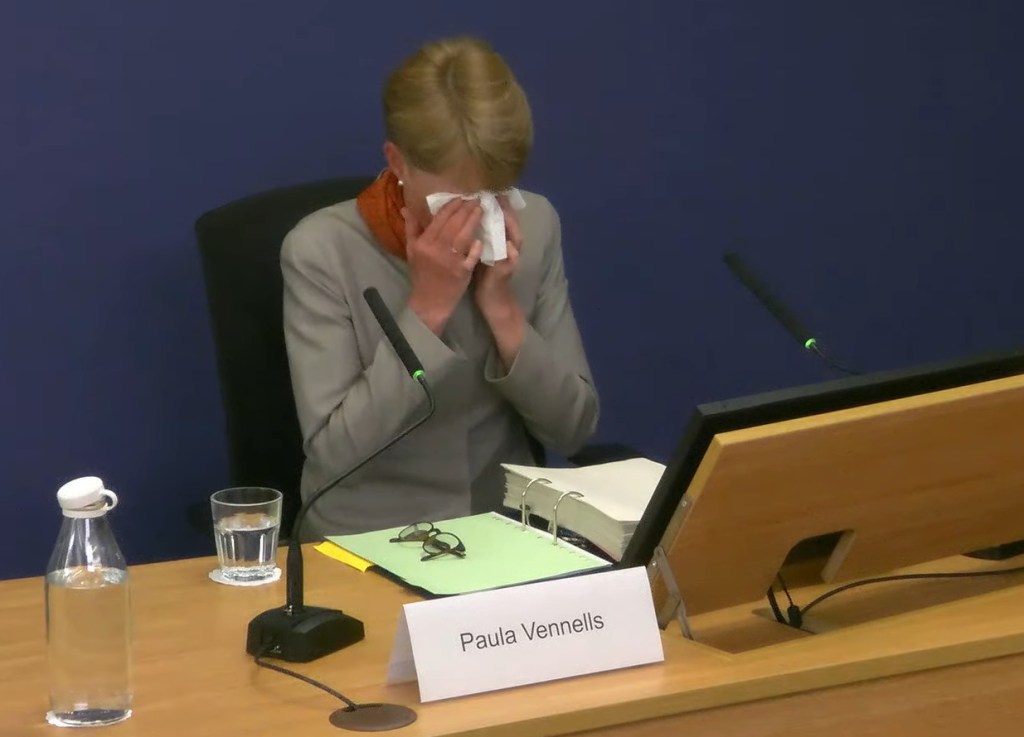 Former chief executive Paula Vennells has denied the Post Office used methods to “iron away” some “very disturbing complaints” while giving evidence to the Horizon IT scandal. Photo: PA