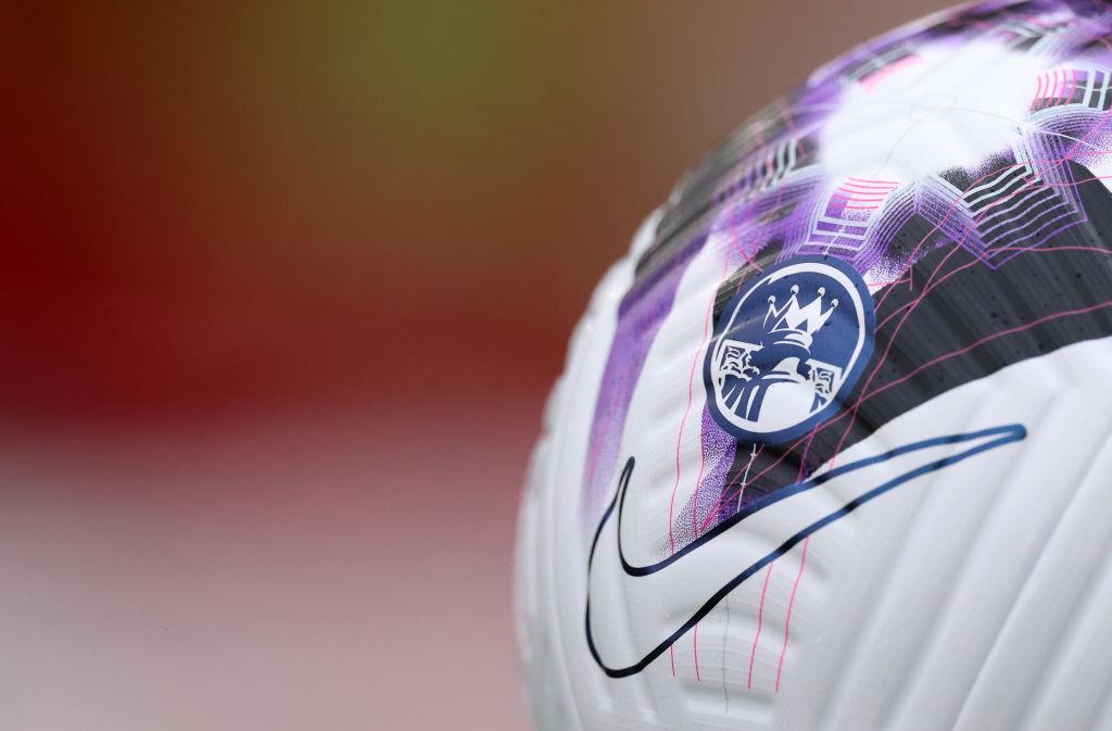 NOTTINGHAM, ENGLAND - MARCH 02: A detailed view of the Nike Flight 2024 Premier League match ball prior to the Premier League match between Nottingham Forest and Liverpool FC at the City Ground on March 02, 2024 in Nottingham, England. (Photo by Catherine Ivill/Getty Images)