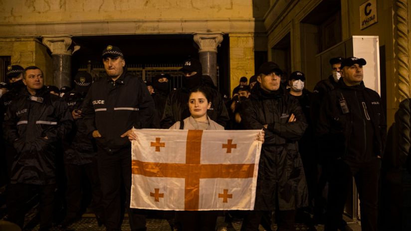 Protests in Georgia have continued over a law campaigners say is similar to one in Putin's Russia