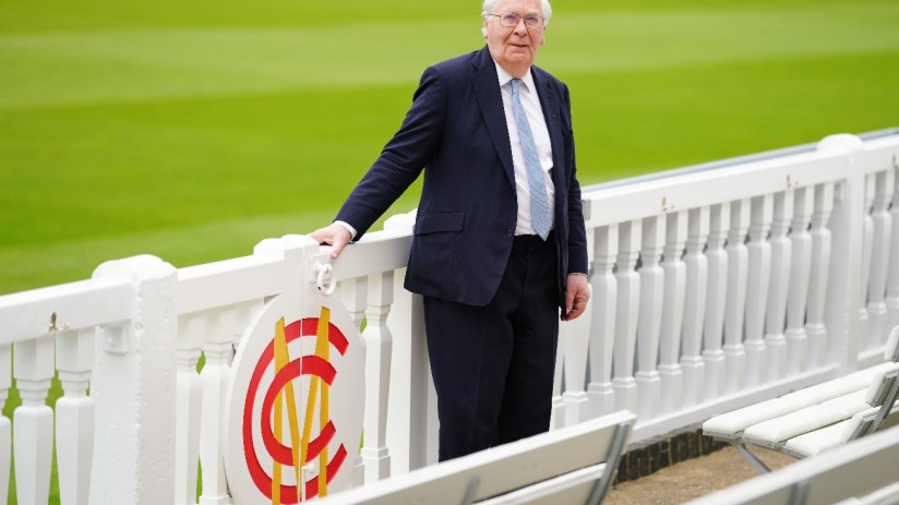 Mervyn King at the famous gates of Lord's Cricket Ground. Credit: Jed Leicester/MCC