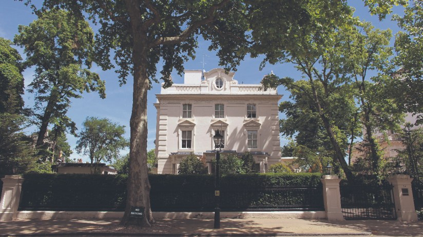 LONDON, ENGLAND - JUNE 01: A general view of a house along Kensington Palace Gardens, which has been named as Britain's most expensive street on June 1, 2011 in London, England. Many of the mansions are occupied by billionaire businessmen, embassies and ambassadorial residences. (Photo by Oli Scarff/Getty Images)