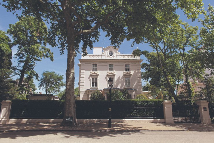 LONDON, ENGLAND - JUNE 01: A general view of a house along Kensington Palace Gardens, which has been named as Britain's most expensive street on June 1, 2011 in London, England. Many of the mansions are occupied by billionaire businessmen, embassies and ambassadorial residences. (Photo by Oli Scarff/Getty Images)