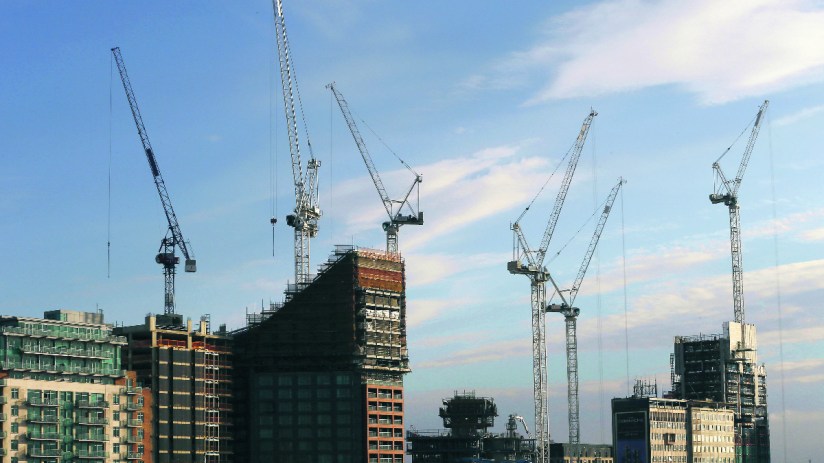 Ashtead: Cranes alongside several skyscrapers