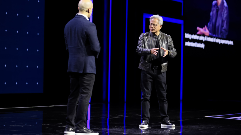 The billionaire, notorious for his signature leather jacket, said the work by companies like OpenAI and Google is "really, really important."