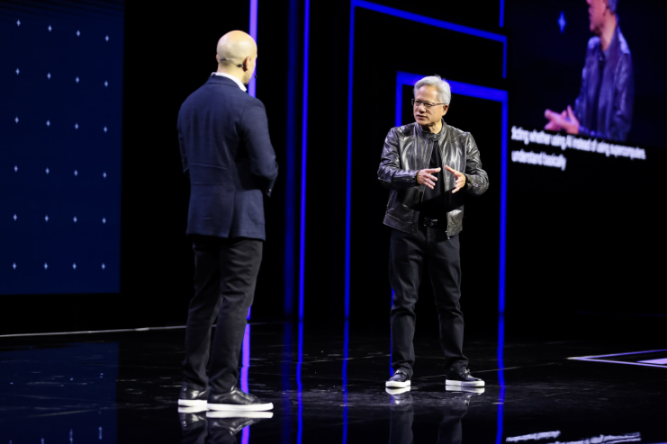 The billionaire, notorious for his signature leather jacket, said the work by companies like OpenAI and Google is "really, really important."