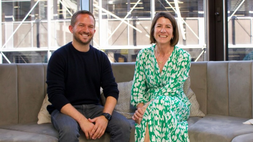 Flock CEO Ed Leon Klinger (left) and Admiral Pioneer CEO Emma Huntington (right)