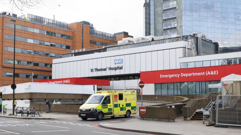 LONDON, ENGLAND - DECEMBER 29: An ambulance outside St Thomas' Hospital on December 29, 2023 in London, England. (Photo by Belinda Jiao/Getty Images)