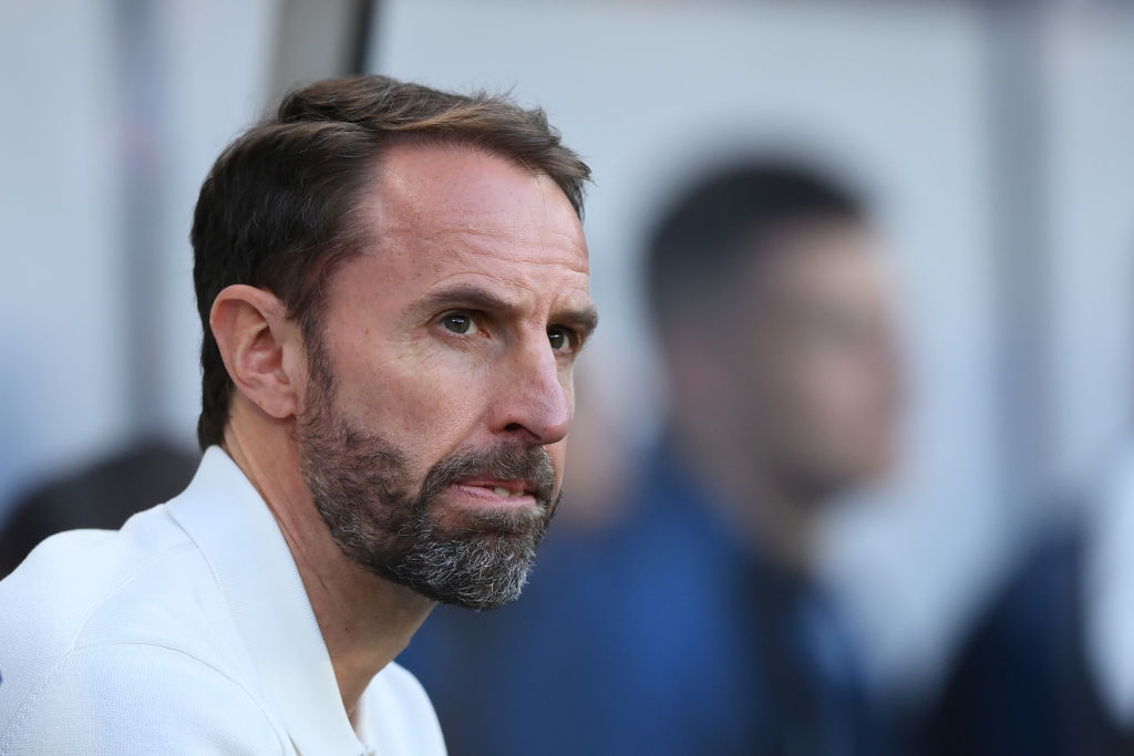 NEWCASTLE UPON TYNE, ENGLAND - JUNE 03: Gareth Southgate, Manager of England, looks on during the international friendly match between England and Bosnia & Herzegovina at St James' Park on June 03, 2024 in Newcastle upon Tyne, England. (Photo by Justin Setterfield/Getty Images)
