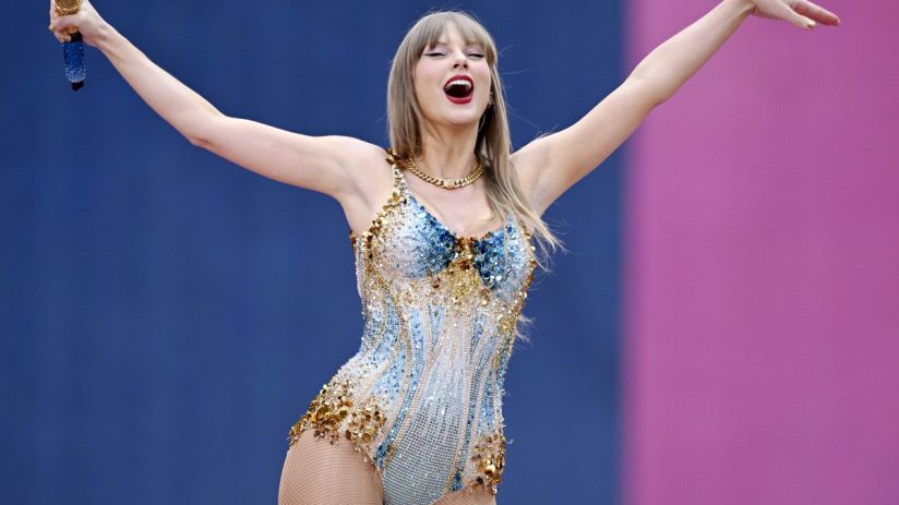 LONDON, ENGLAND - JUNE 21: (EDITORIAL USE ONLY AND NO COMMERCIAL USE AT ANY TIME. NO USE ON PUBLICATION COVERS). Taylor Swift performs on stage during the "Taylor Swift | The Eras Tour" at Wembley Stadium on June 21, 2024 in London, England. (Photo by Gareth Cattermole/Getty Images)