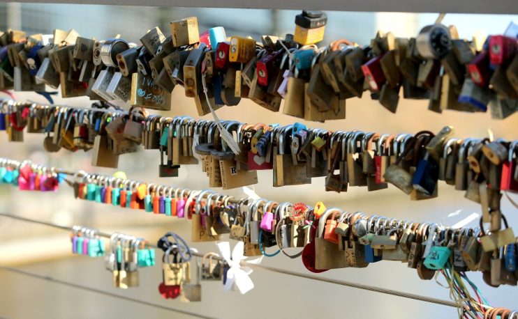 MELBOURNE, AUSTRALIA - MAY 18: Lovers padlocks are seen fastened to the Southgate footbridge on May 18, 2015 in Melbourne, Australia. Melbourne city council will remove over 20,000 locks from the bridge this week over concerns for safety. (Photo by Pat Scala/Getty Images)