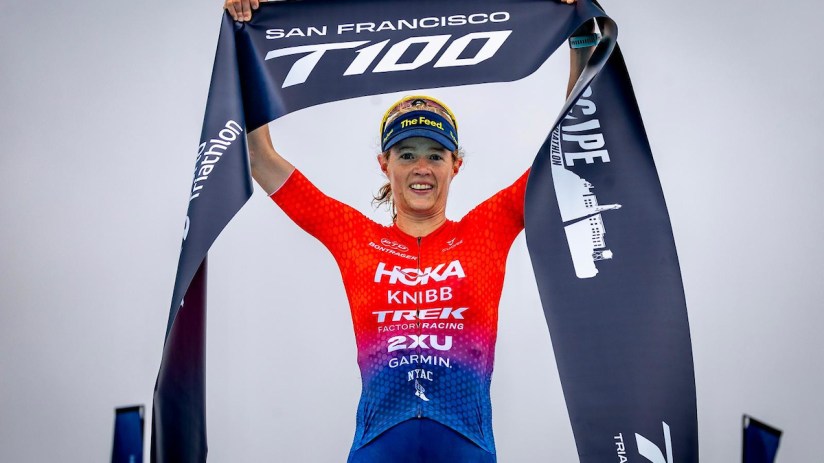 Taylor Knibb won the women's elite race at the San Francisco T100 triathlon