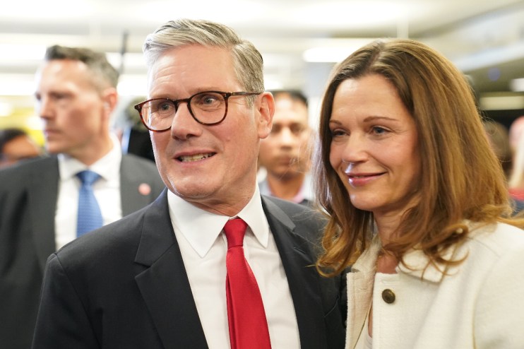 Labour leader Sir Keir Starmer and his wife Victoria at the Holborn and St Pancras constituency. Photo: PA