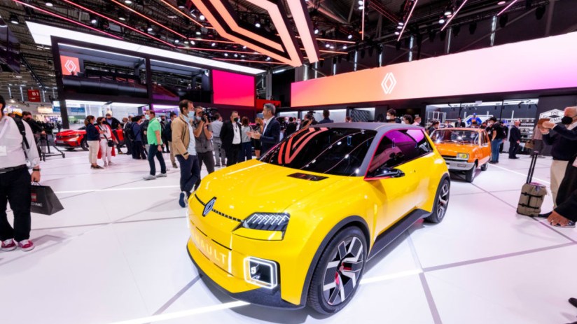 A Renault 5 car is presented at the Renault stand during the Munich Motor Show.