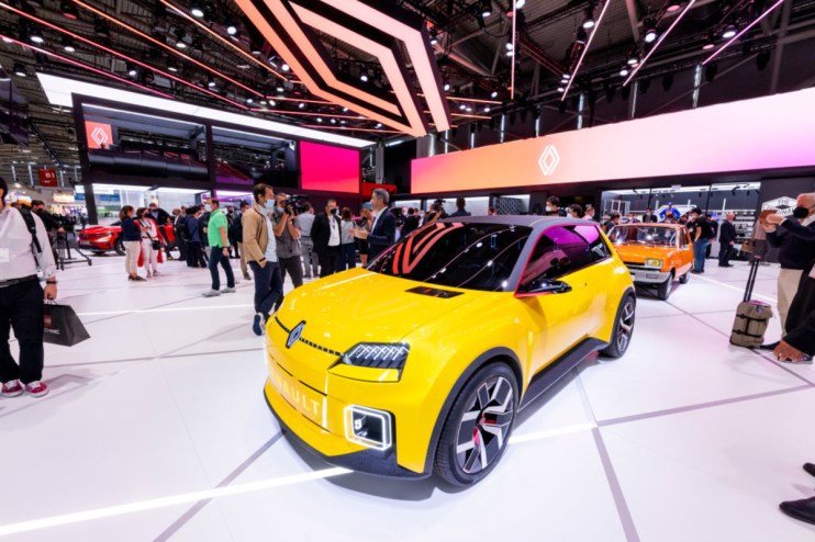 A Renault 5 car is presented at the Renault stand during the Munich Motor Show.
