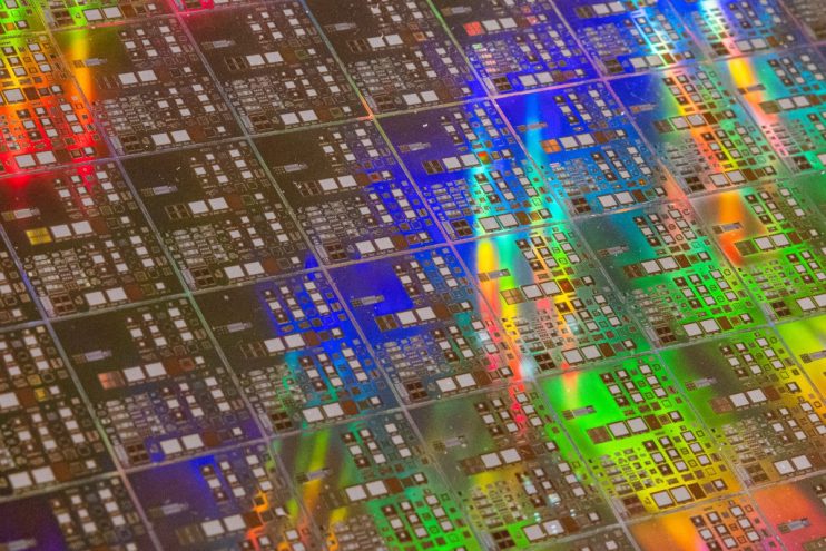 HSINCHU, TAIWAN - SEPTEMBER 16: A closeup of a silicon wafer on display at Taiwan Semiconductor Research Institution on September 16, 2022 in Hsinchu, Taiwan. Taiwan's semiconductor manufacturing capabilities are crucial to global supply chains, with megacap companies like Apple, Nvidia and Qualcomm heavily dependent on the island's exports. Taiwan accounts for some 60 percent of global semiconductor foundry revenue, according to media reports. (Photo by Annabelle Chih/Getty Images)