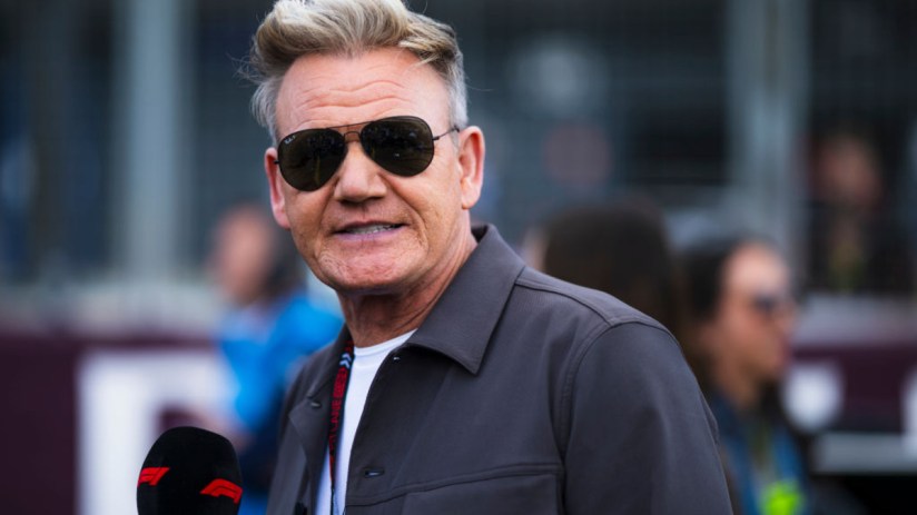 Gordon Ramsay looks on, on the grid prior to the F1 Grand Prix of Great Britain at Silverstone Circuit on July 07, 2024 in Northampton, England. (Photo by Rudy Carezzevoli/Getty Images)