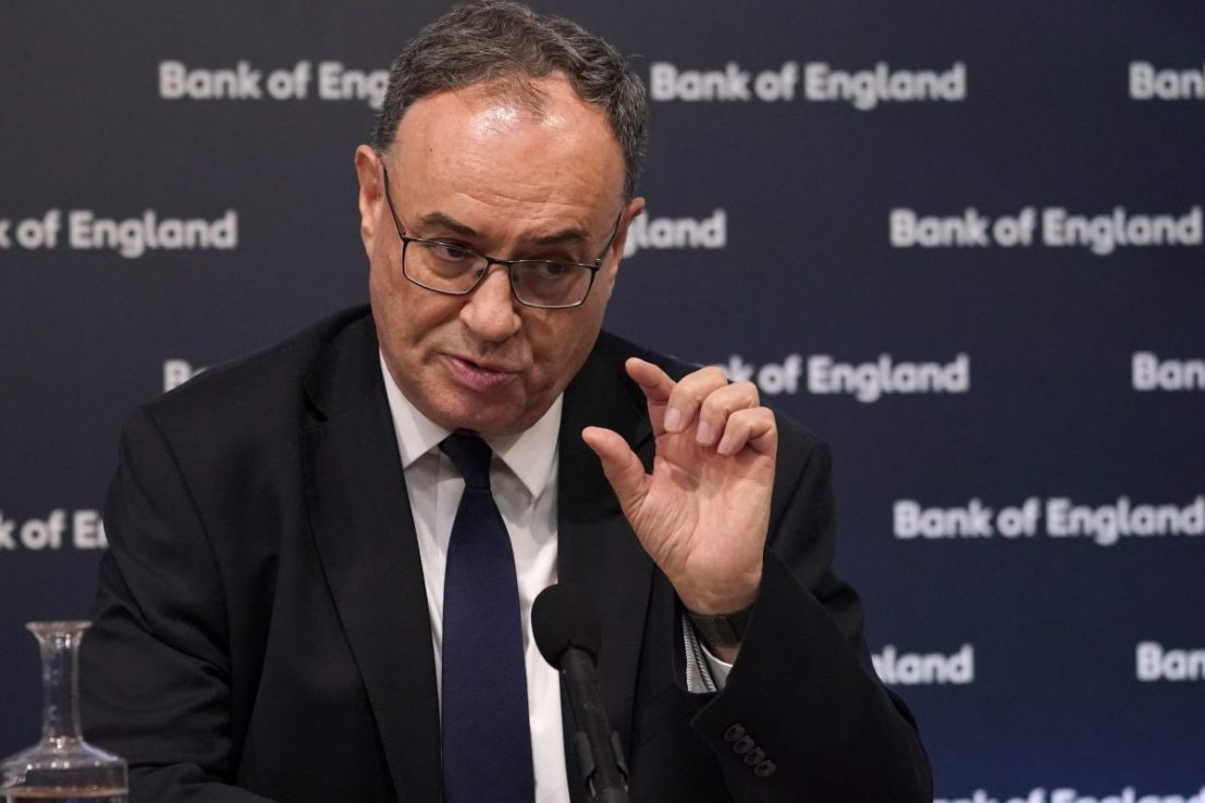 Andrew Bailey, Governor of the Bank of England, speaks during the Bank of England Monetary Policy Report press conference at the Bank of England, London. Alberto Pezzali/PA Wire
