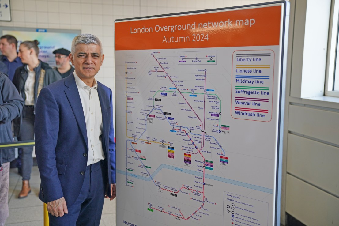 ]Mayor of London Sadiq Khan during a visit to Highbury and Islington underground station. Source: Jonathan Brady/PA Wire