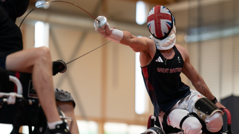 A Paralympics GB fencer successfully jabs at an appointment at a training camp