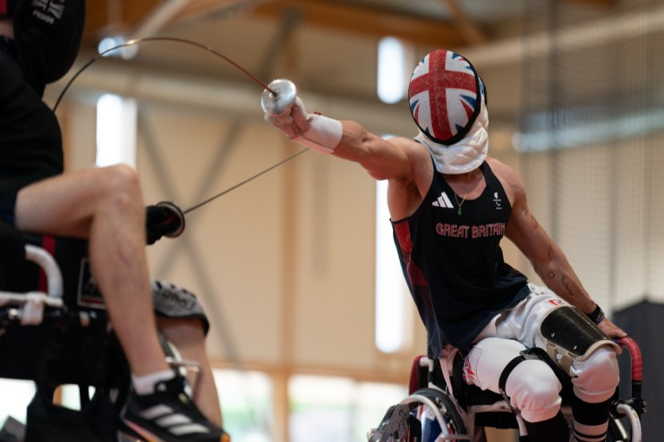 A Paralympics GB fencer successfully jabs at an appointment at a training camp