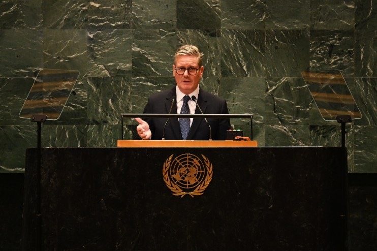 Prime Minister Sir Keir Starmer addressing the United Nations General Assembly in New York. Photo credit: Leon Neal/PA Wire