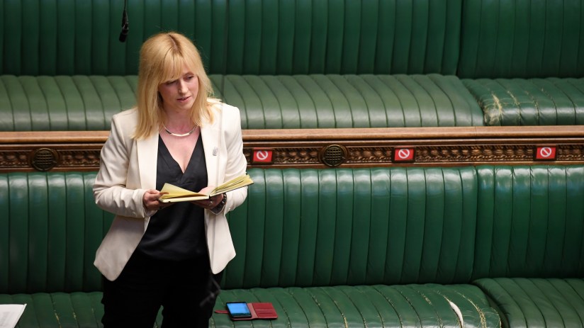 UK Parliament/Jessica Taylor Handout photo issued by UK Parliament of Rosie Duffield during Prime Minister's Questions in the House of Commons, London.