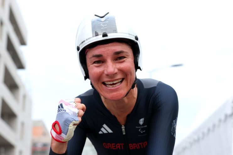 Dame Sarah Storey defended her C5 time trial title to win her 19th Paralympic gold medal