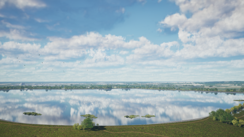 Render of the large Abingdon reservoir, which Thames Water want to build.