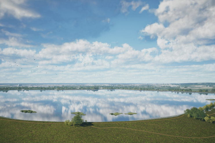 Render of the large Abingdon reservoir, which Thames Water want to build.