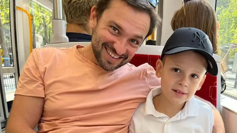 Dan Harris and his son in a bid to raise autism awareness in a campaign called 'TheJoshieMan' earlier this year