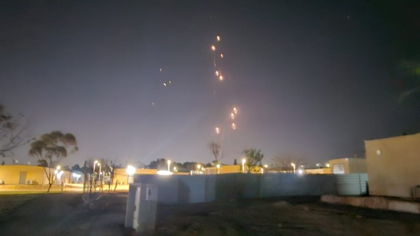 Handout photo issued by Simon King of explosions over Kibbutz Hatzerim in Israel. Issue date: Tuesday October 1, 2024. (Simon King/PA Wire)