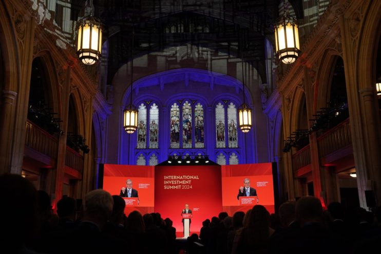 LONDON, ENGLAND - OCTOBER 14: British Prime Minister Sir Keir Starmer speaks during the International Investment Summit on October 14, 2024 in London, England. The UK is hosting an International Investment Summit in London, as the new Labour government aims to reset relations with its global trading partners, and to invite investment and growth opportunities across the country. (Photo by Jonathan Brady - WPA Pool/Getty Images)