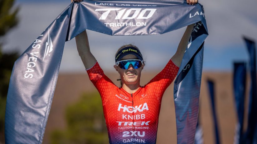 American Taylor Knibb won big at the Lake Las Vegas T100 Triathlon to move within touching distance of a first ever T100 World Championship title.