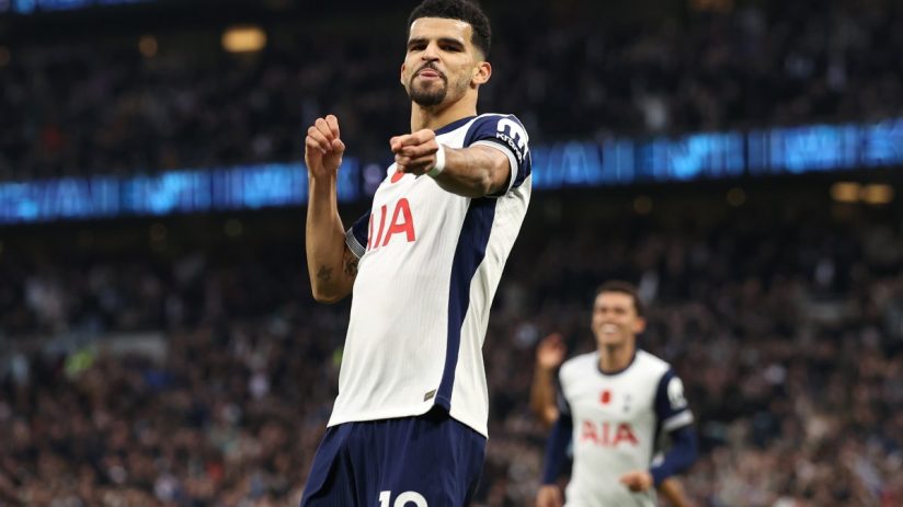 Dominic Solanke scored twice in five second-half minutes as Tottenham beat Aston Villa