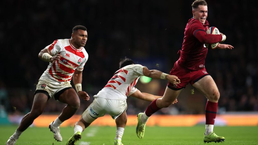 Tom Roebuck scored one of England's nine tries against Japan as they eased the pressure on Steve Borthwick