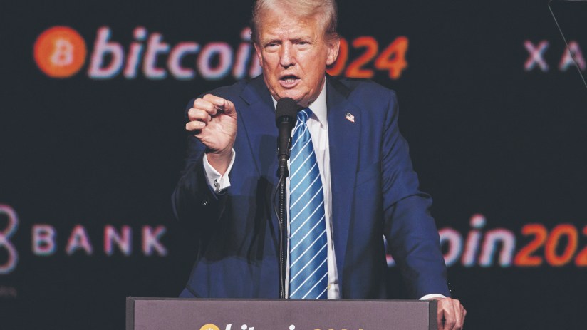Donald Trump during his speech at the 2024 Bitcoin Conference in Nashville, TN. (Photo by Johnnie Izquierdo for The Washington Post via Getty Images)