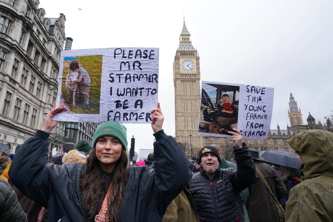 Farmers protest in central London over the changes to inheritance tax (IHT) rules in the recent budget. PA Photo. Gareth Fuller/PA Wire