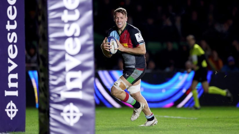 Alex Dombrandt scored a hat-trick of tries in Harlequins' Investec Champions Cup win over Stormers