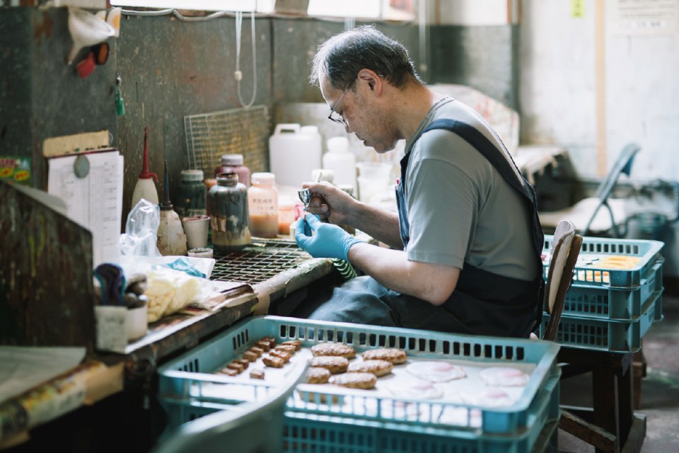 A model food maker works in Osaka