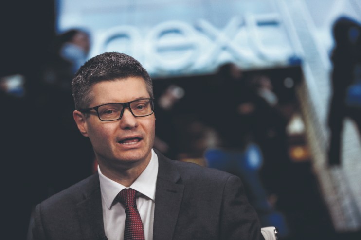 Simon Wolfson, chief executive officer of Next Plc, speaks during a Bloomberg Television interview in London. Photographer: Chris Ratcliffe/Bloomberg via Getty Images
