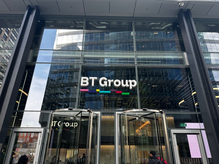 A sign at the headquarters building of BT Group Plc in Aldgate, (Photographer: Hollie Adams/Bloomberg via Getty Images)