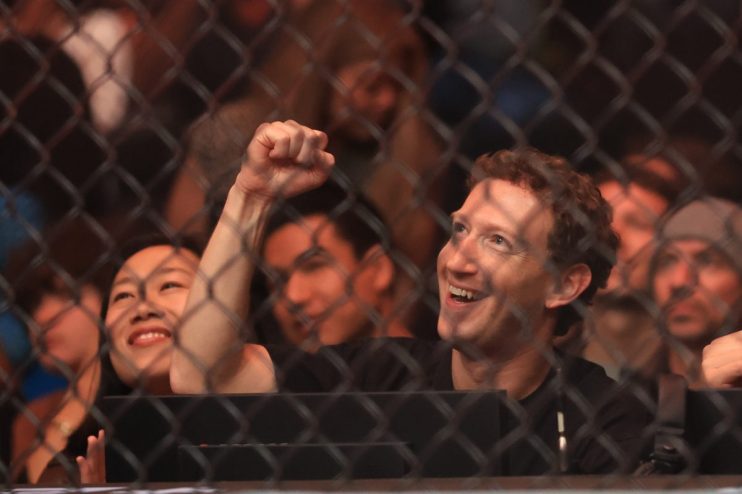 ANAHEIM, CALIFORNIA - FEBRUARY 17: Mark Zuckerberg is seen at UFC 298 at Honda Center on February 17, 2024 in Anaheim, California. (Photo by Sean M. Haffey/Getty Images)