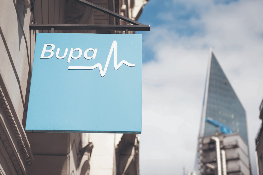  A Bupa (private medical insurance company) sign hangs outside an office . (Photo by John Keeble/Getty Images)
