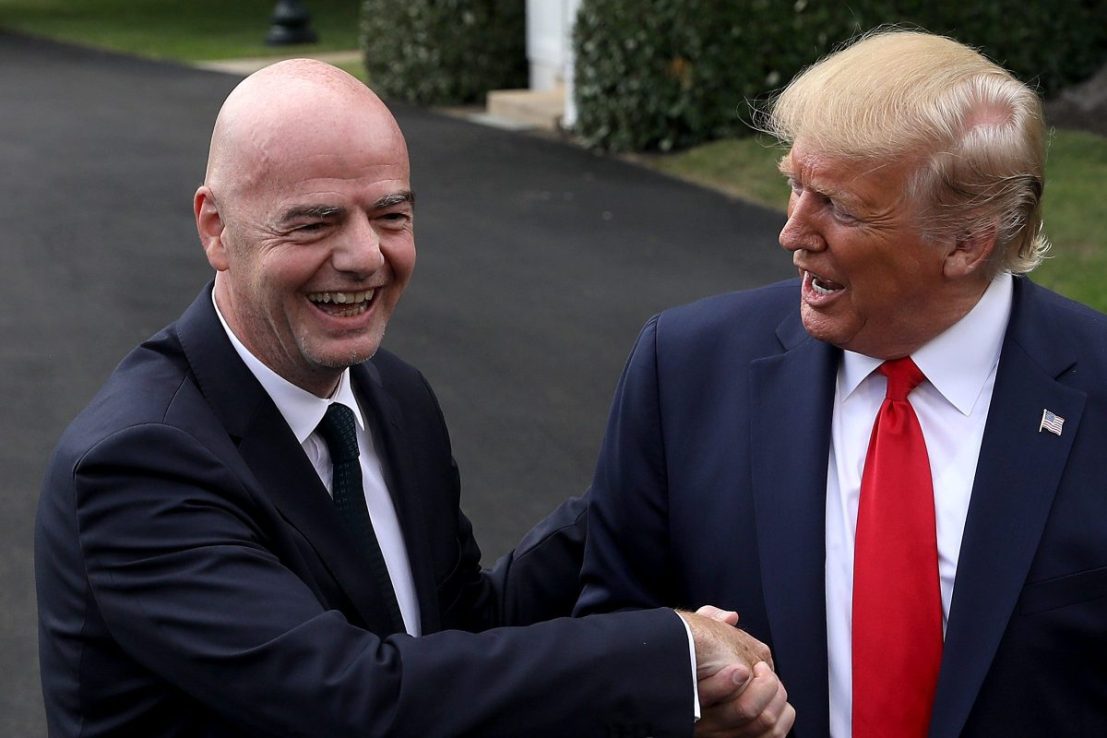 The manager of America's 2026 Fifa World Cup co-host Canada has hit out at President Donald Trump over claims The Great White North should be the US' 51st State. (Photo by Win McNamee/Getty Images)