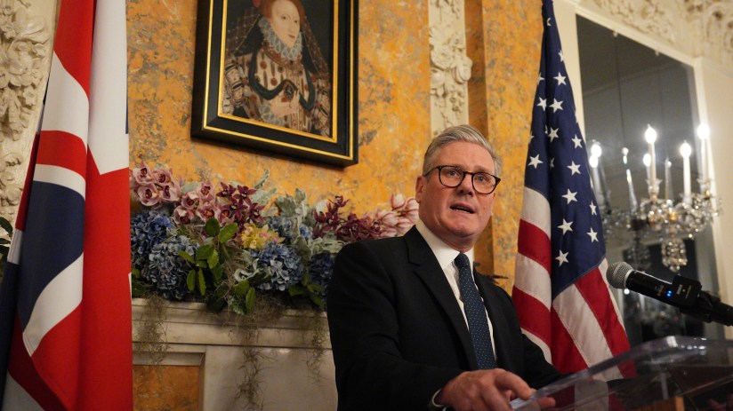 WASHINGTON, DC - FEBRUARY 26: British Prime Minister Keir Starmer speaks during a welcome reception at the ambassador's residence on February 26, 2025 in Washington, DC. British Prime Minister Keir Starmer is on his first visit to Washington since US President Donald Trump returned to the White House. Starmer's trip comes shortly after he announced an increase in UK defence spending, ostensibly as a signal to Trump that the UK is prepared to bolster Europe's security, and as he aims to broker a fair peace deal for Ukraine amid Trump's warming relations with Russia. (Photo by Carl Court-Pool/Getty Images)