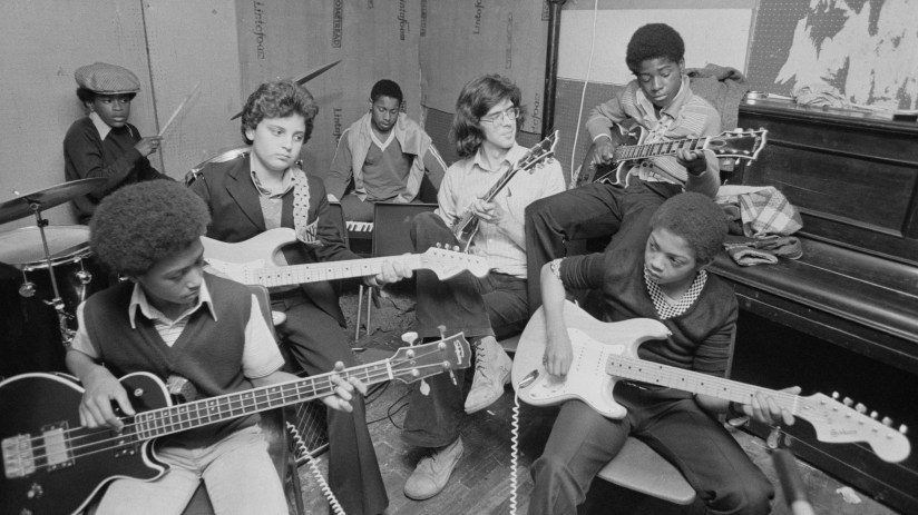 A group of boys practising their instruments at the CLYP youth club, 19th October 1978. (Photo by Chris Moorhouse/Evening Standard/Hulton Archive/Getty Images)