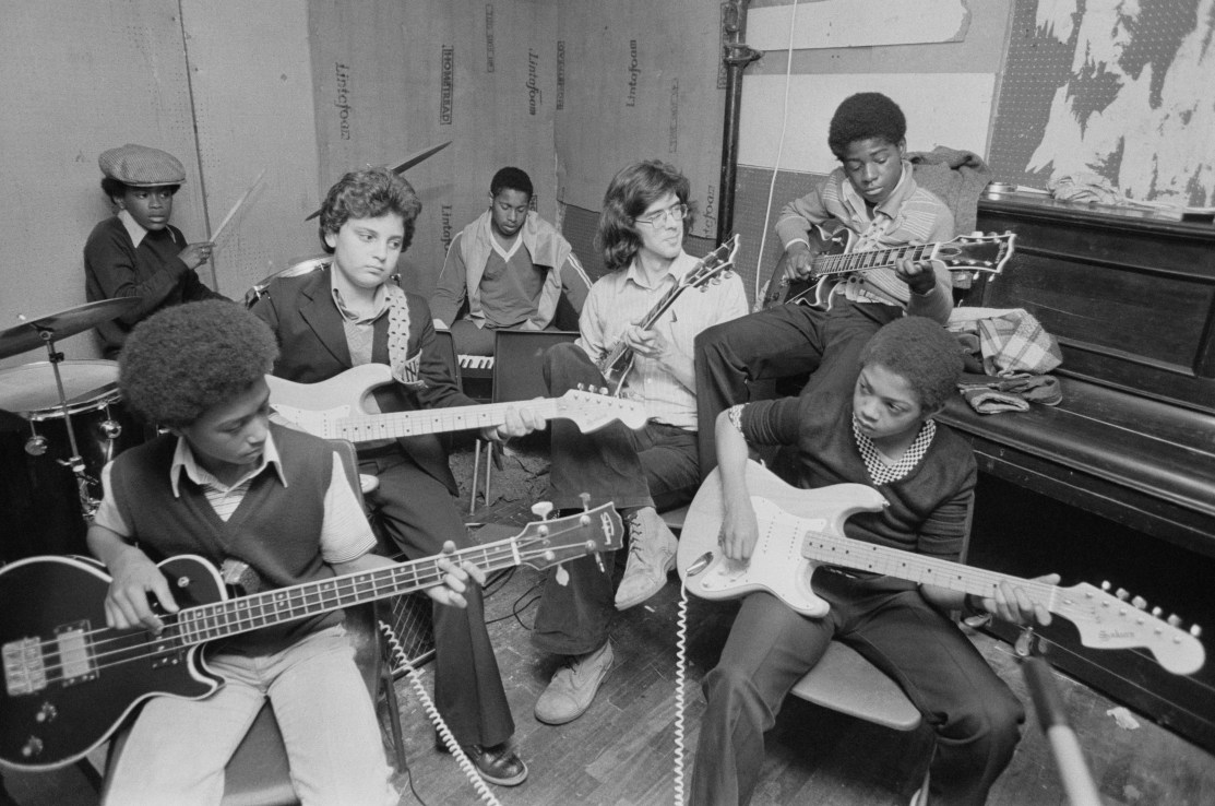 A group of boys practising their instruments at the CLYP youth club, 19th October 1978. (Photo by Chris Moorhouse/Evening Standard/Hulton Archive/Getty Images)