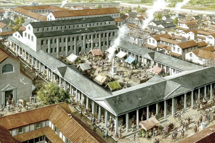 A mock-up of the Roman Basilica discovered in Leadenhall.